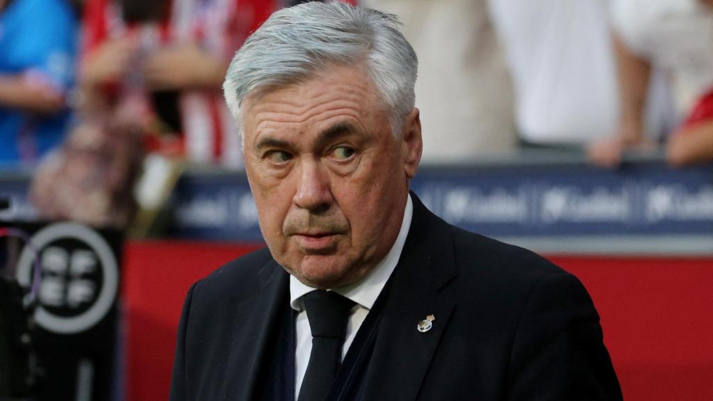 Carlo Ancelotti, en el banquillo del Wanda Metropolitano
