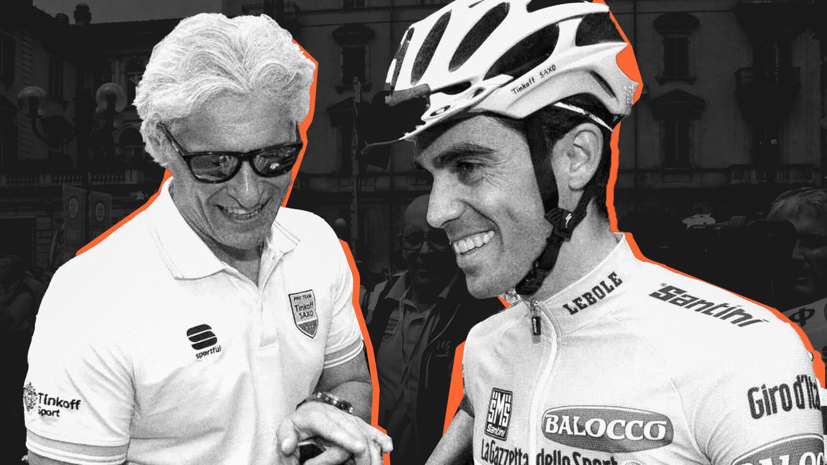 Oleg Tinkov y Alberto Contador, en el Giro de Italia de 2015.