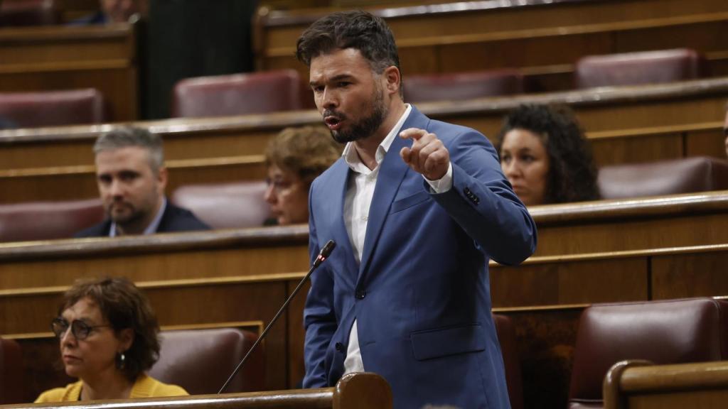 El portavoz de ERC, Gabriel Rufián, durante una sesión de control al Gobierno en el Congreso.