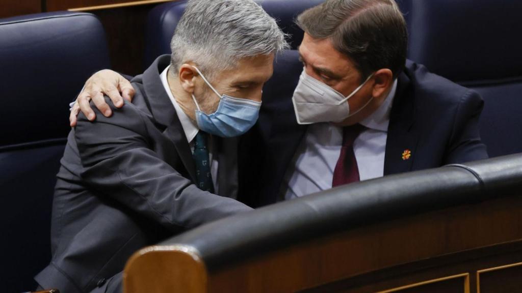 Los ministros Marlaska (i) y Planas (d).