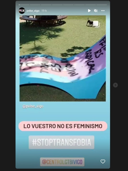 Publicación de Instagram Stories de la asociación Pvlse Vigo.