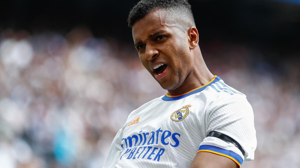 Rodrygo Goes, celebrando un gol con el Real Madrid en la temporada 2021/2022