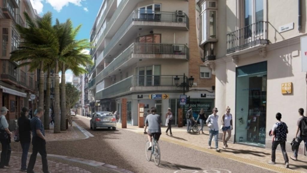 Recreación de la reforma que se quiere desarrollar en la calle Álamos, en el Centro de Málaga.