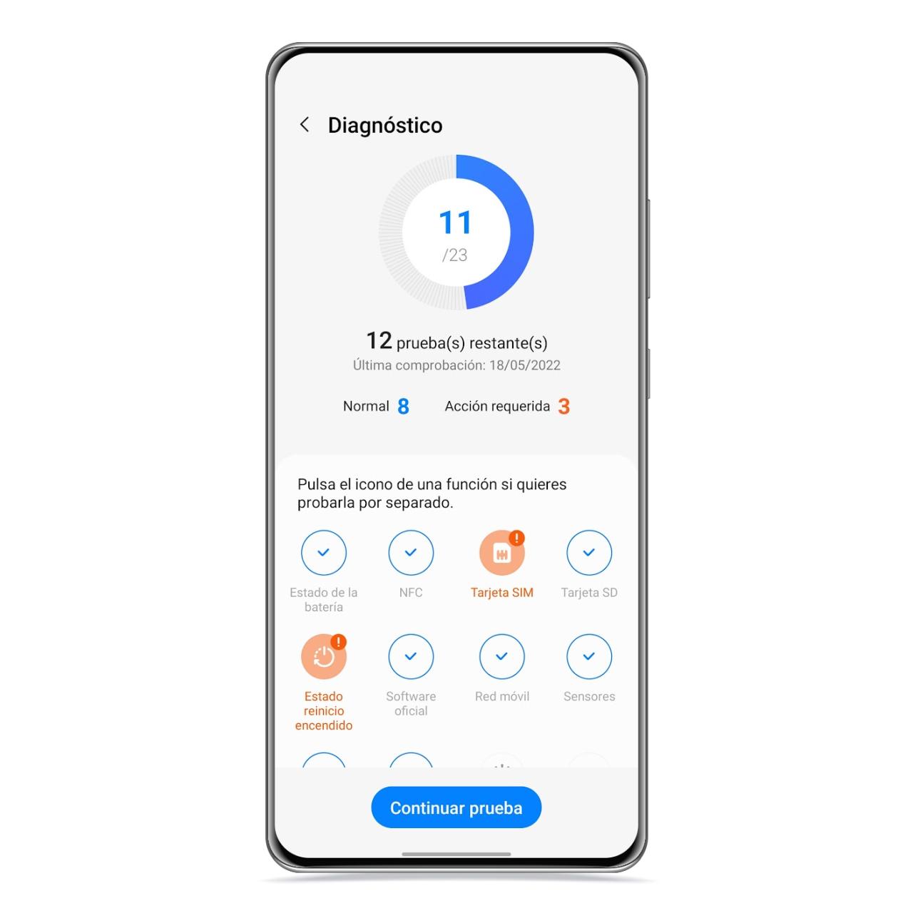 Pruebas de diagnóstico en Samsung