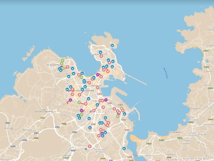 El mapa de las casas de apuestas de Marea Atlántica.