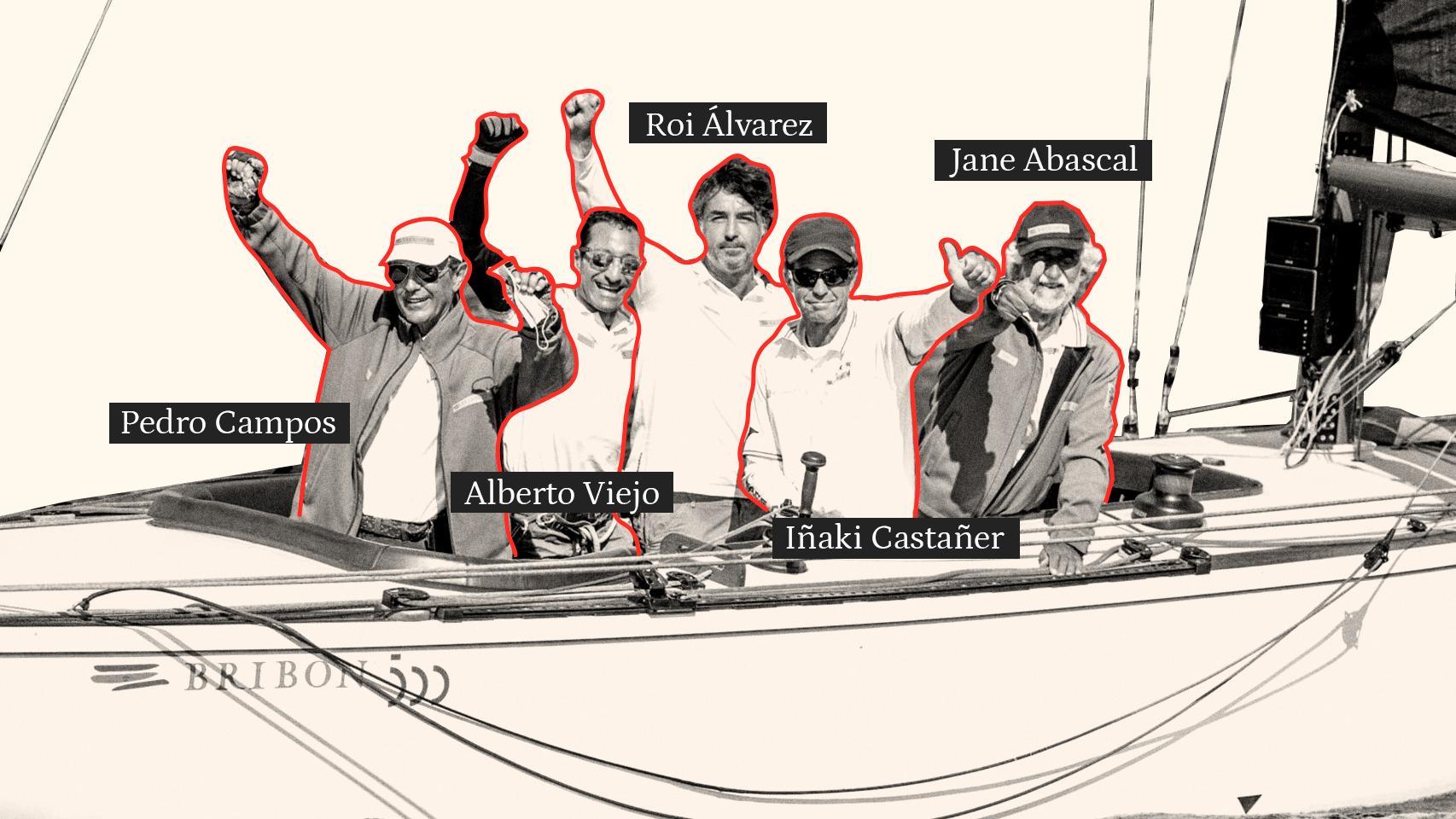 La tripulación del Bribón, el velero que patronea Juan Carlos.