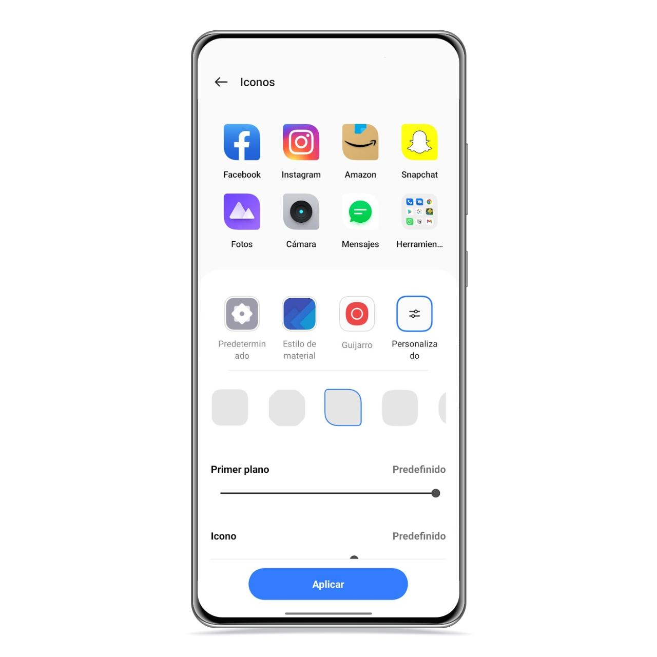 Primer plano de los iconos