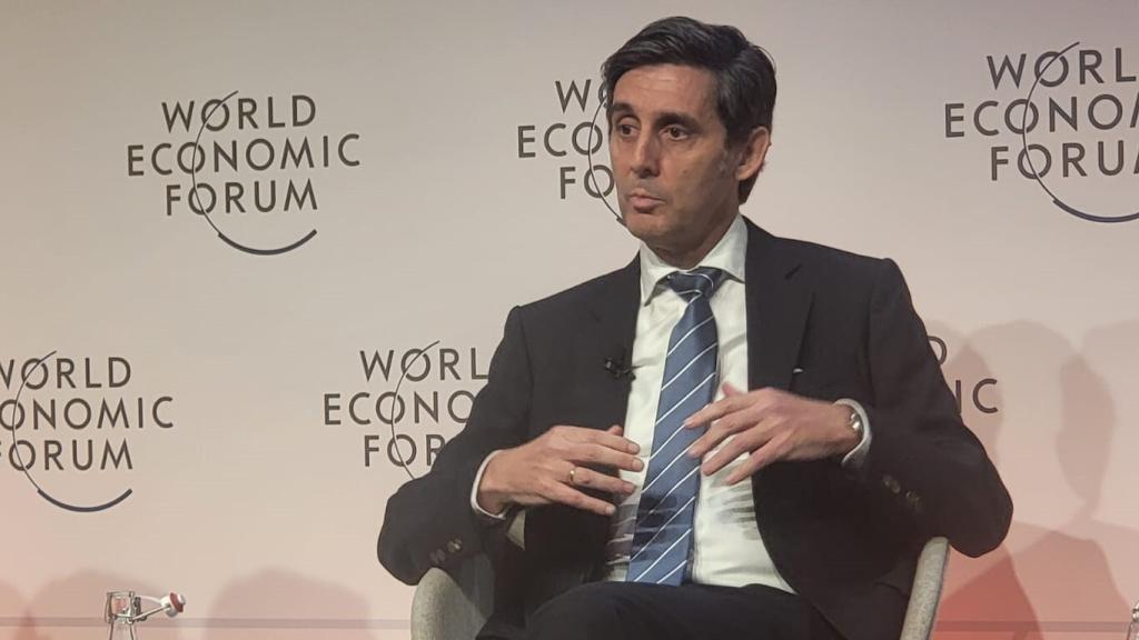 José María Álvarez-Pallete, presidente de Telefónica, durante su participación en el Foro de Davos