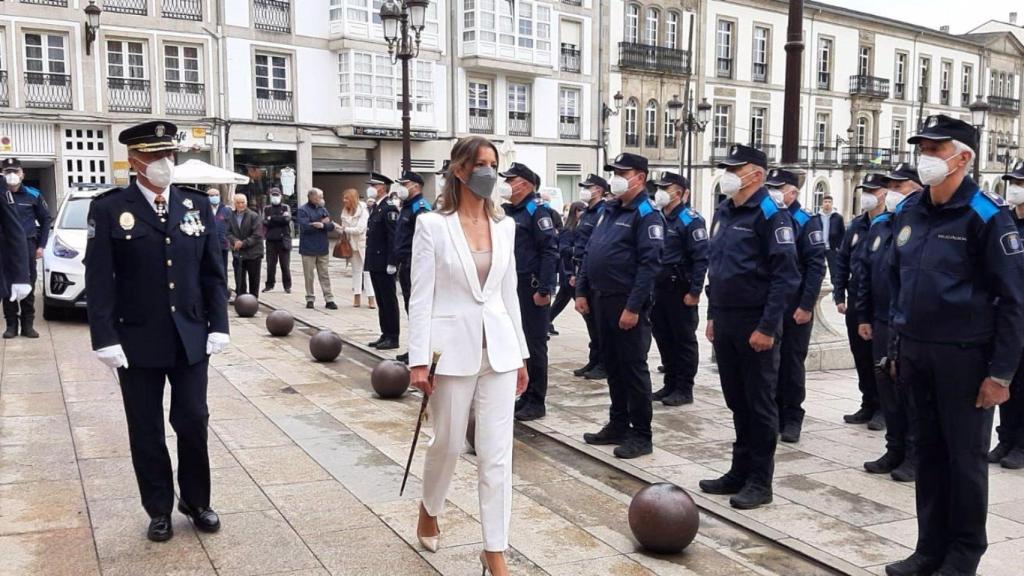 La alcaldesa de Lugo, Lara Méndez, en el Día de la Policía.
