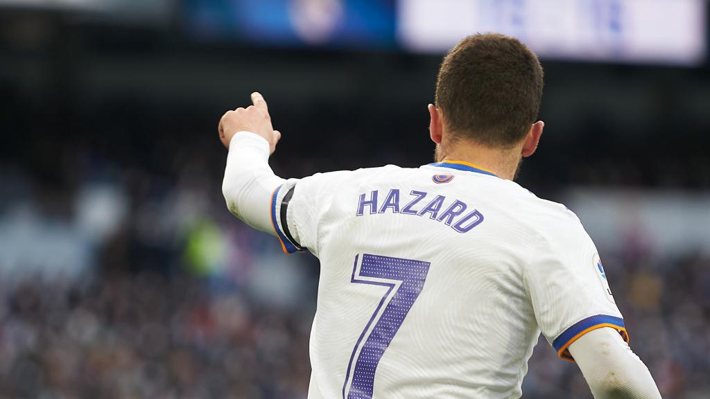 Eden Hazard, en un partido del Real Madrid de la temporada 2021/2022