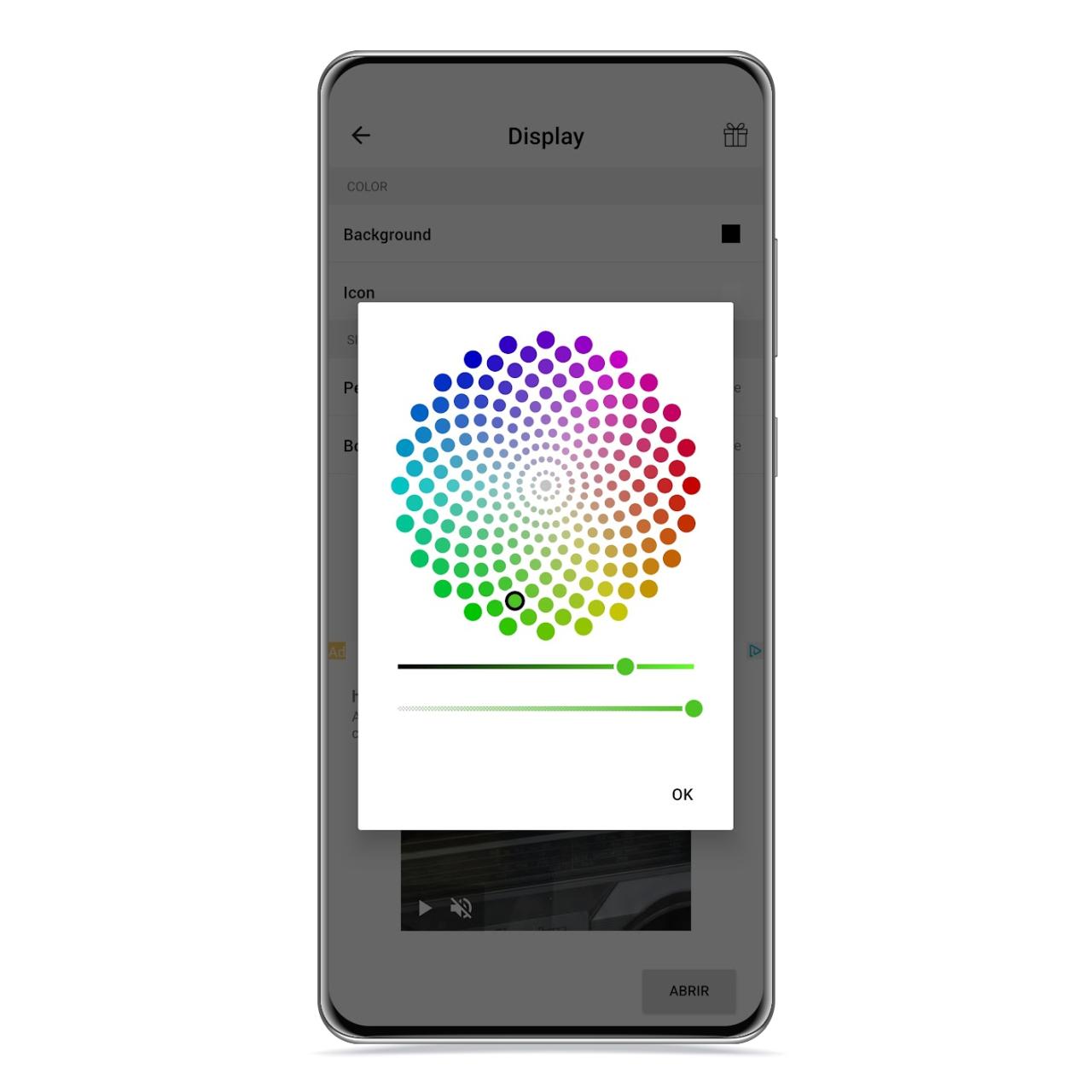 Colores de Full Screen Gestures