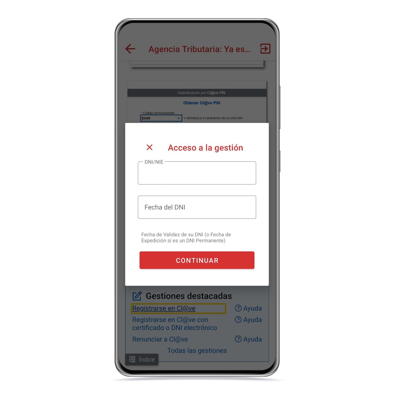 Registrarse en Clave Pin