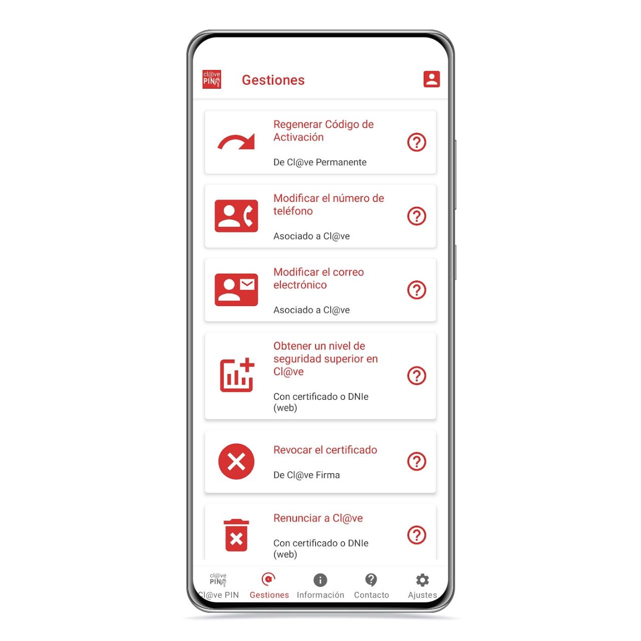 Gestiones de Clave Pin