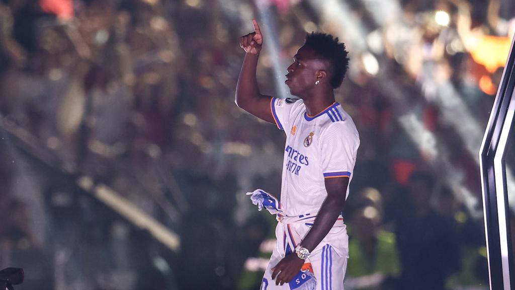 Vinicius Júnior, en la celebración de La Decimocuarta del Real Madrid