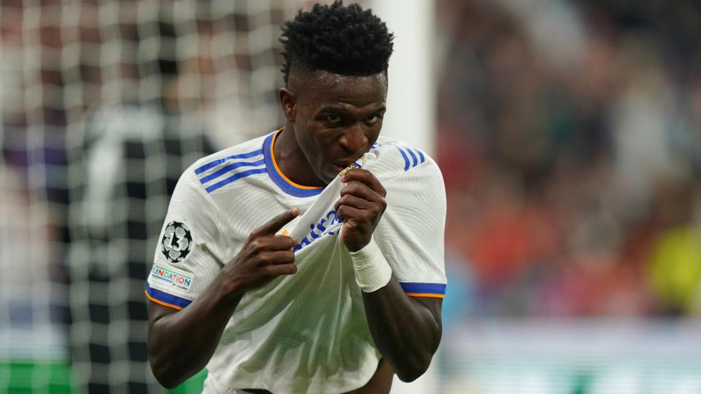 Vinicius Júnior, celebrando el gol del Real Madrid en la final de la Champions League 2021/2022