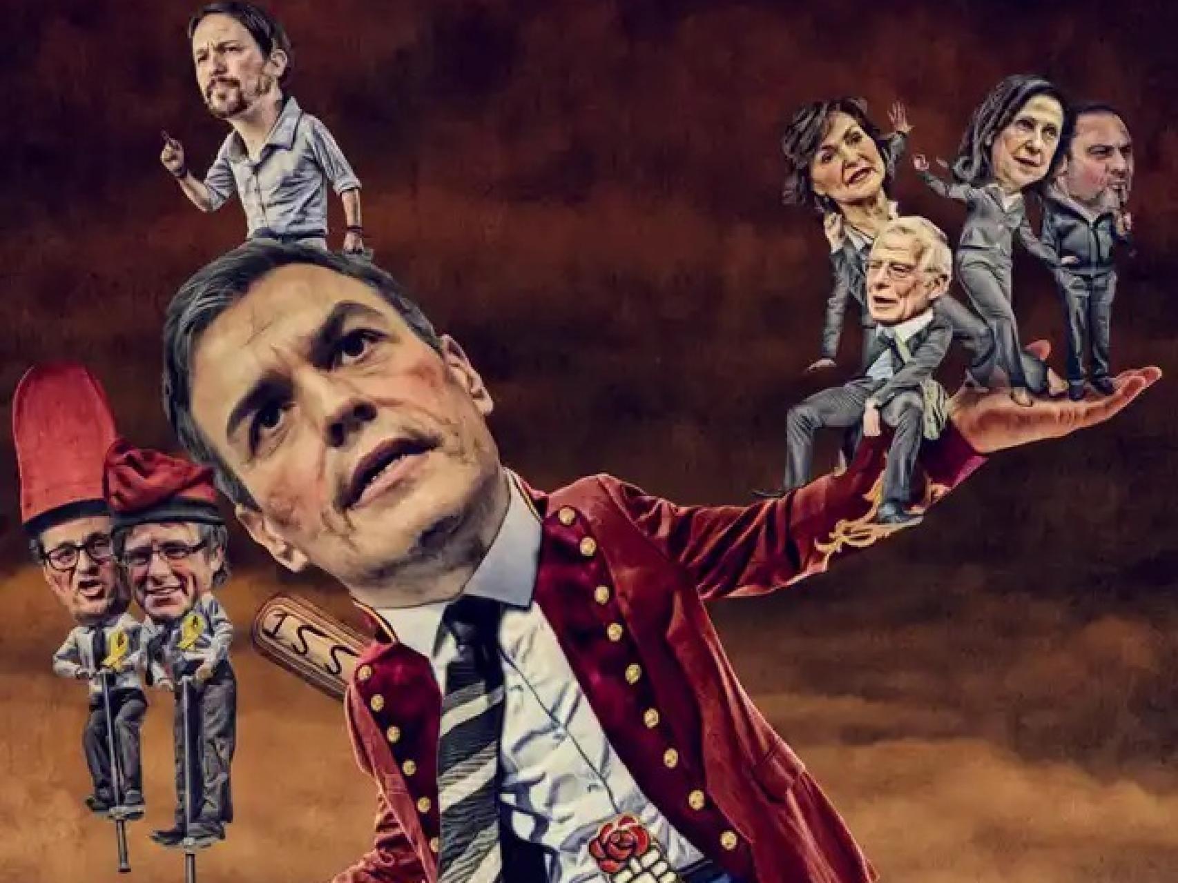 Ilustración de Javier Muñoz publicada en 2018 para la 'Carta del Director' de Pedro J. Ramírez '¿De qué lado caerá?'.