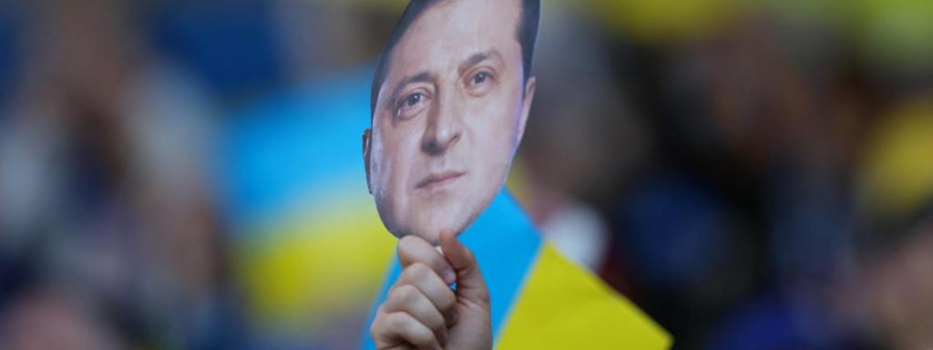 Una careta de Volodimir Zelensky.