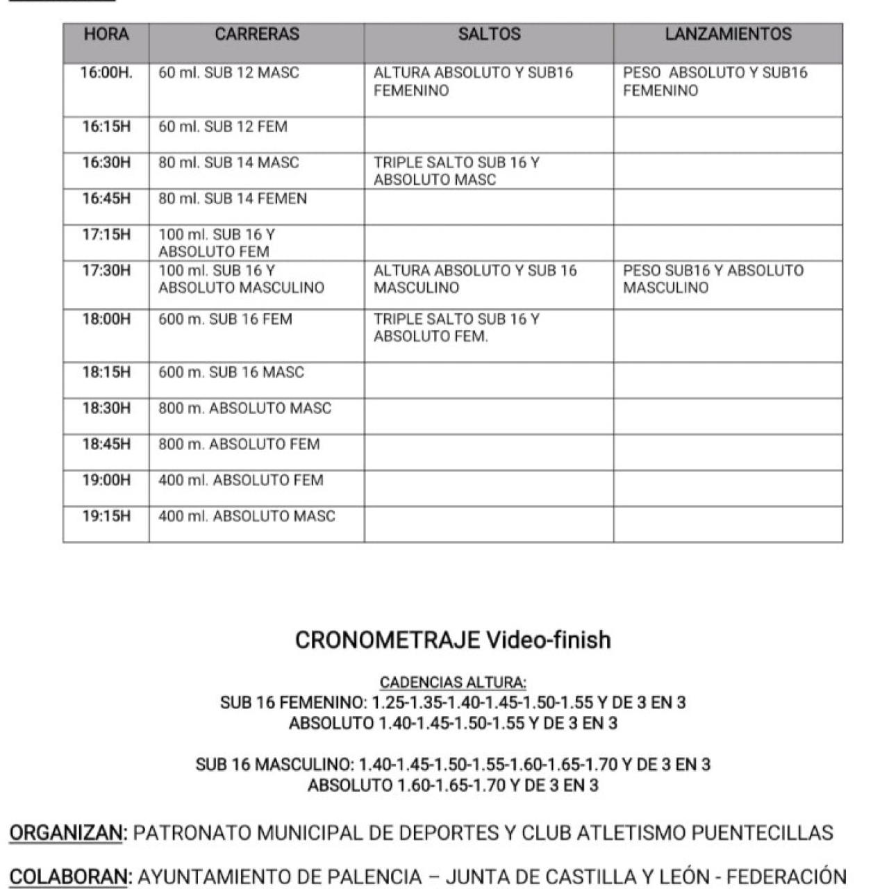 Horarios para el Trofeo Feria Chica de Palencia.
