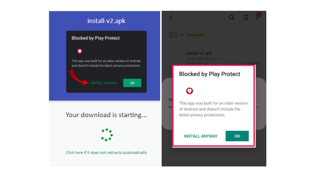 Descarga de la aplicación maliciosa.