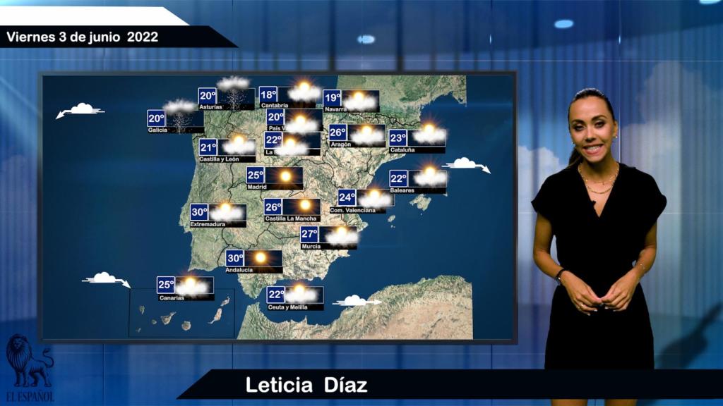 El tiempo para el viernes 3 de junio.