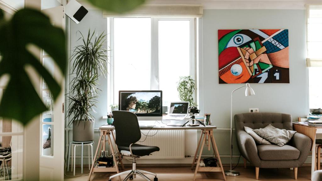 Una habitación con varias plantas.