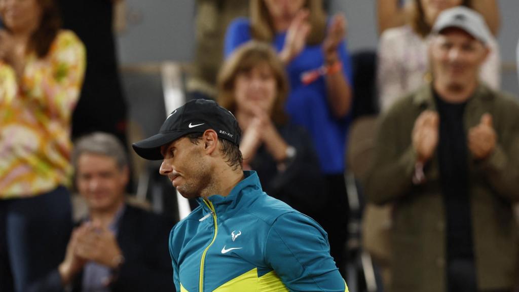 Rafa Nadal, con gesto contrariado.