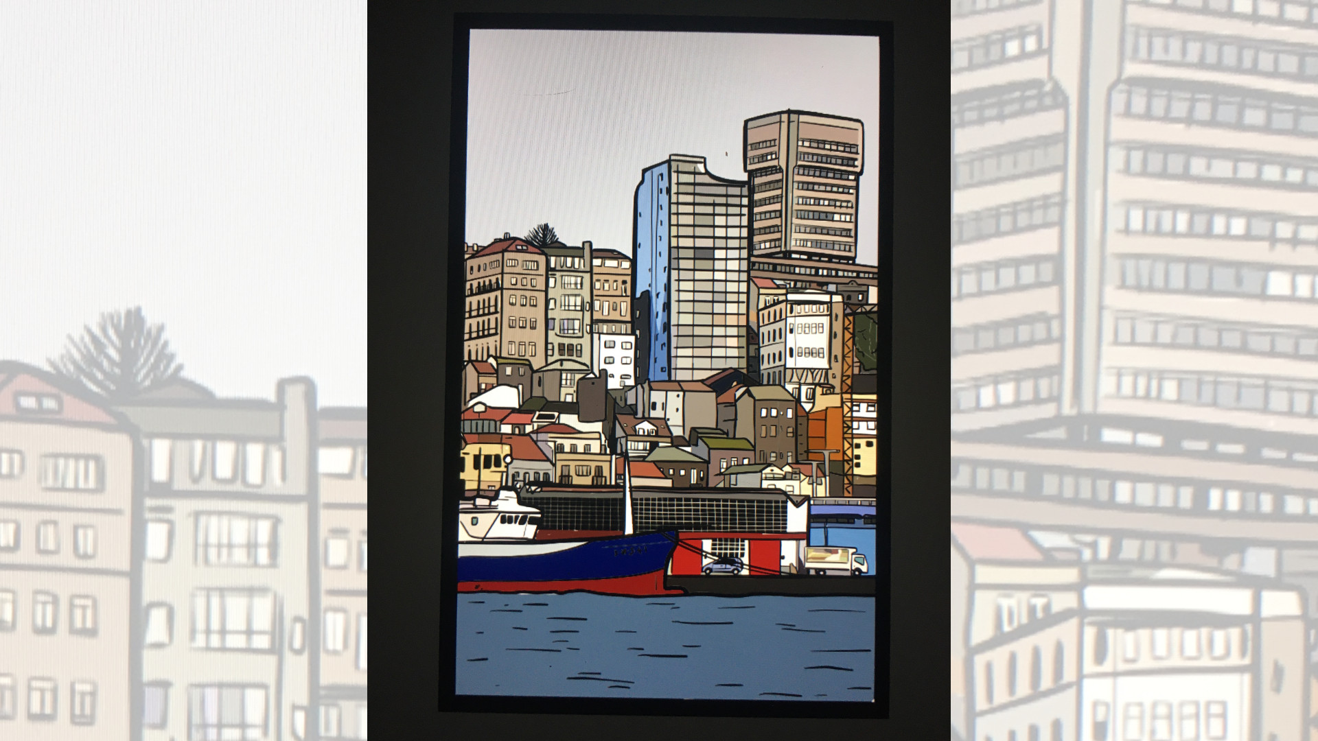 Viñeta de ‘Lucio Strada’ con el ‘skyline’ de Vilajiche. Foto: Cedida