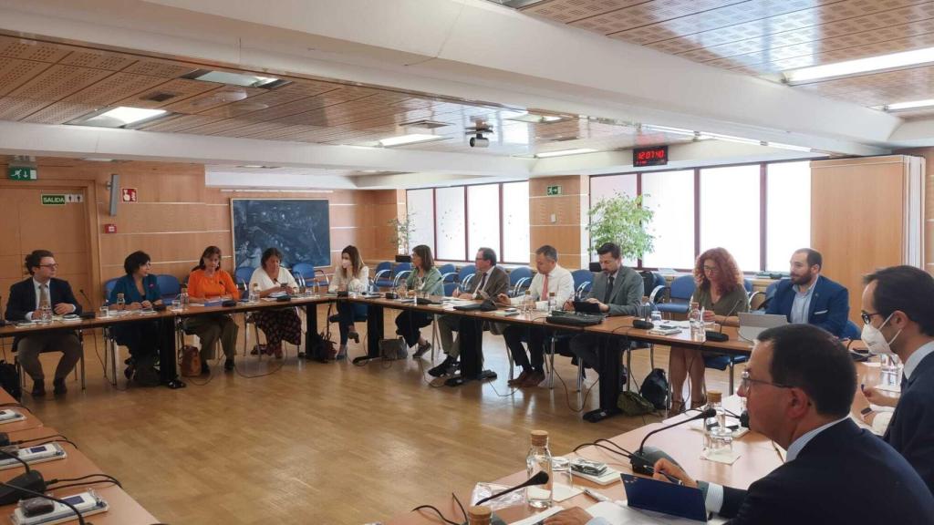 El director de Acción Exterior, Fernando Rubio Ballestero durante la reunión con la directora de la Representación de la Comisión Europea en España, María Ángeles Benítez