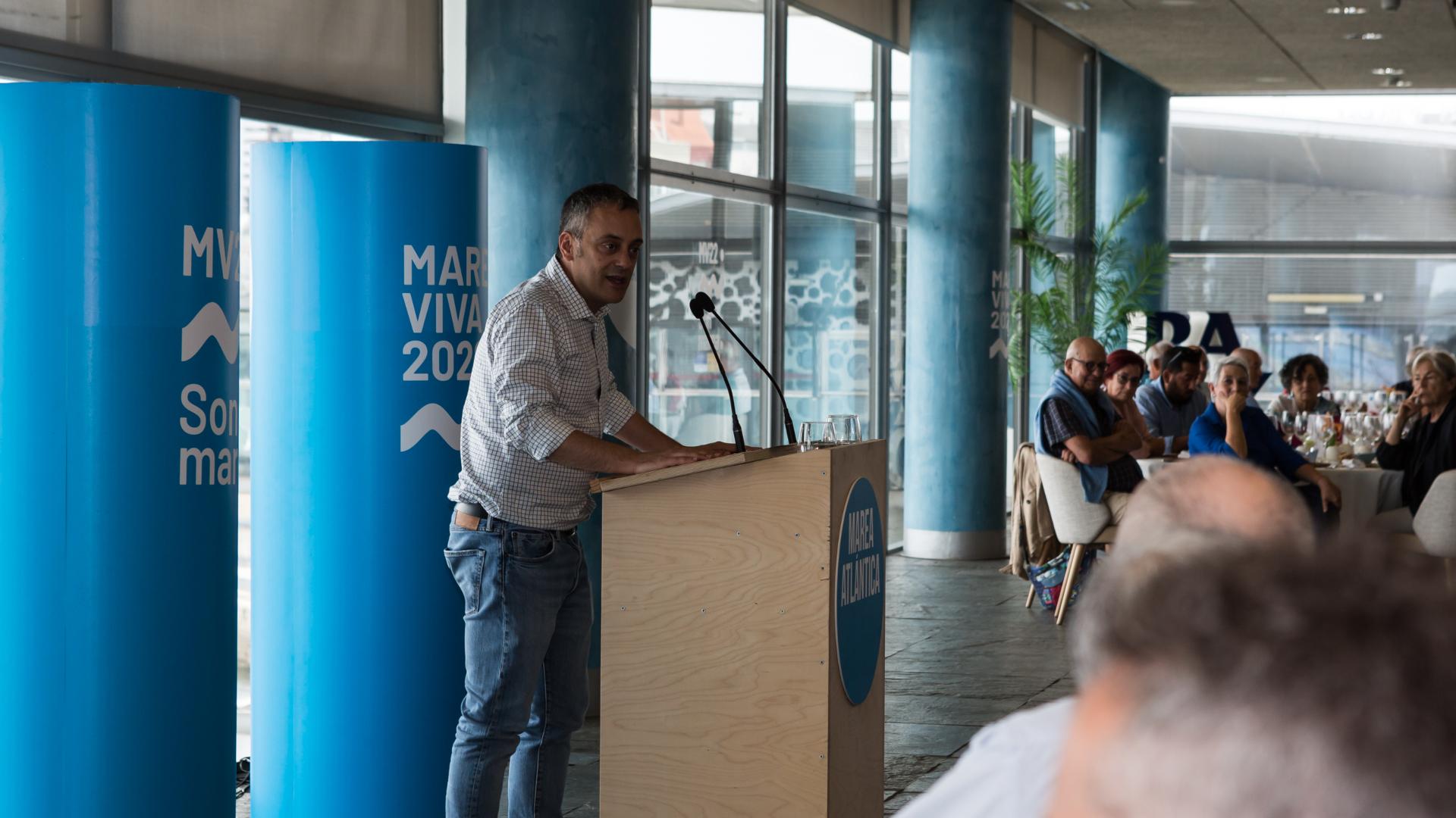Xulio Ferreiro durante su intervención. Foto: Marea Atlántica