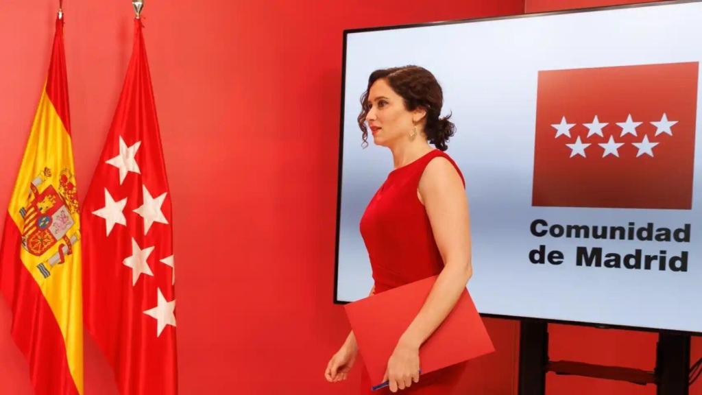 La presidenta madrileña Isabel Díaz Ayuso, en una rueda de prensa.