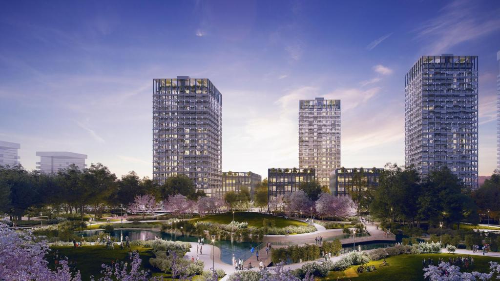 Infografía de las torres diseñadas por Rafael Moneo para el proyecto de Stoneweg en los antiguos suelos de Repsol, en Málaga.