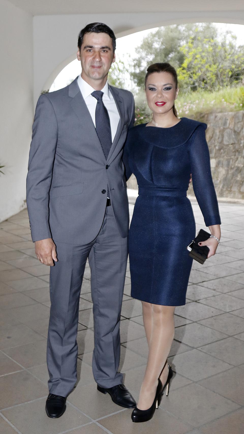 Jesulín de Ubrique y María José Campanario, durante el bautizo de Victor Janeiro Trapote en 2016.