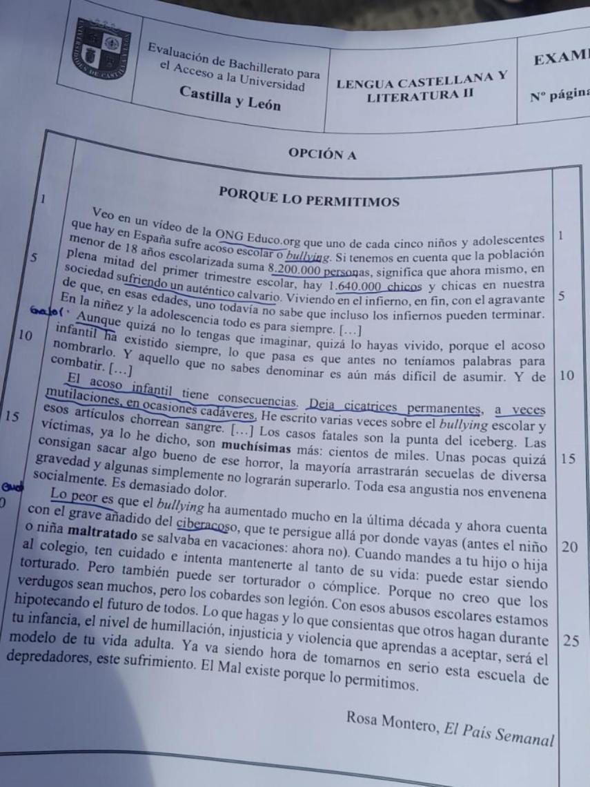 Primera prueba de la EBAU 2022 en Castilla y León 2