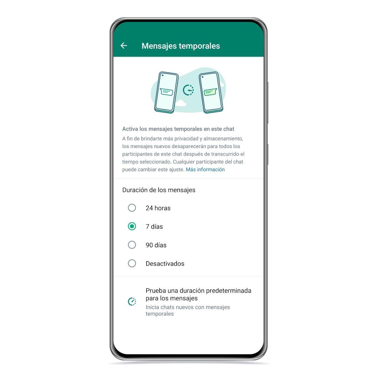 Duración de mensajes temporales en WhatsApp