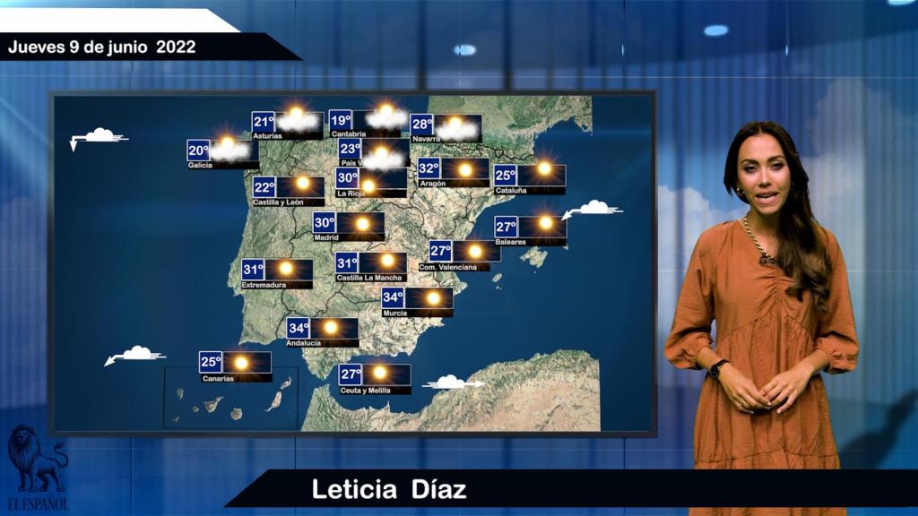 El tiempo para el jueves 9 de junio.