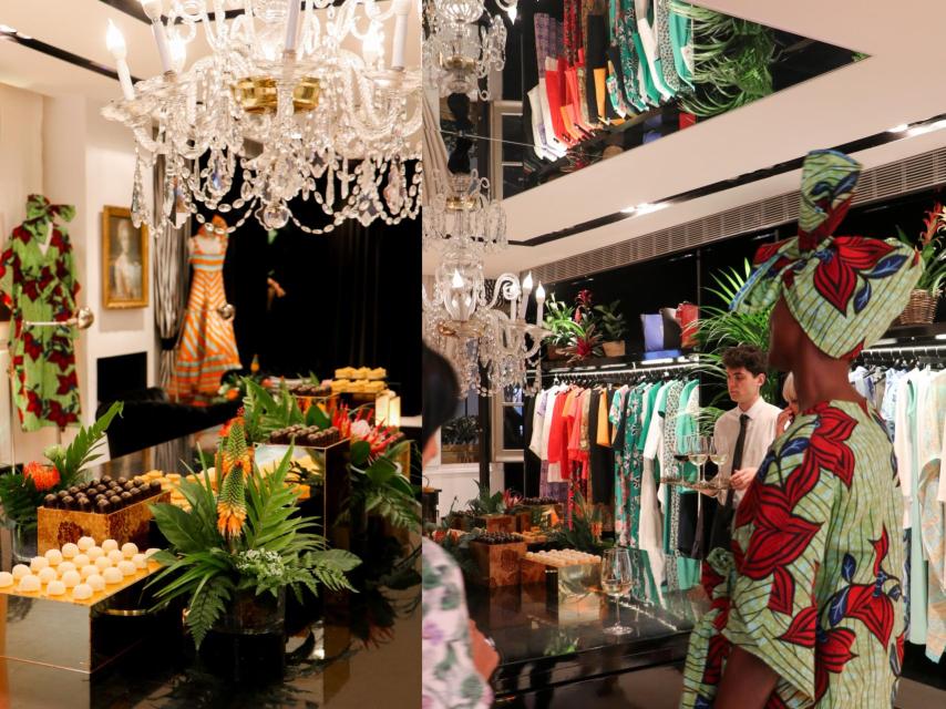 Ada Güeye, durante la velada, mostrando uno de los vestidos de esta colección limitada.