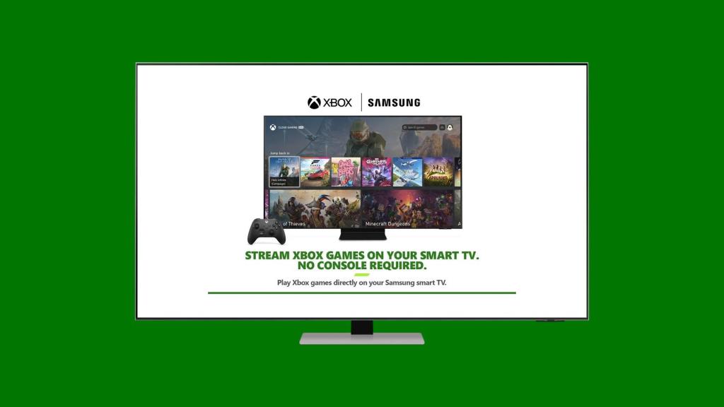 Fotomontaje con un televisor Samsung y con el videojuego en la nube de Xbox.