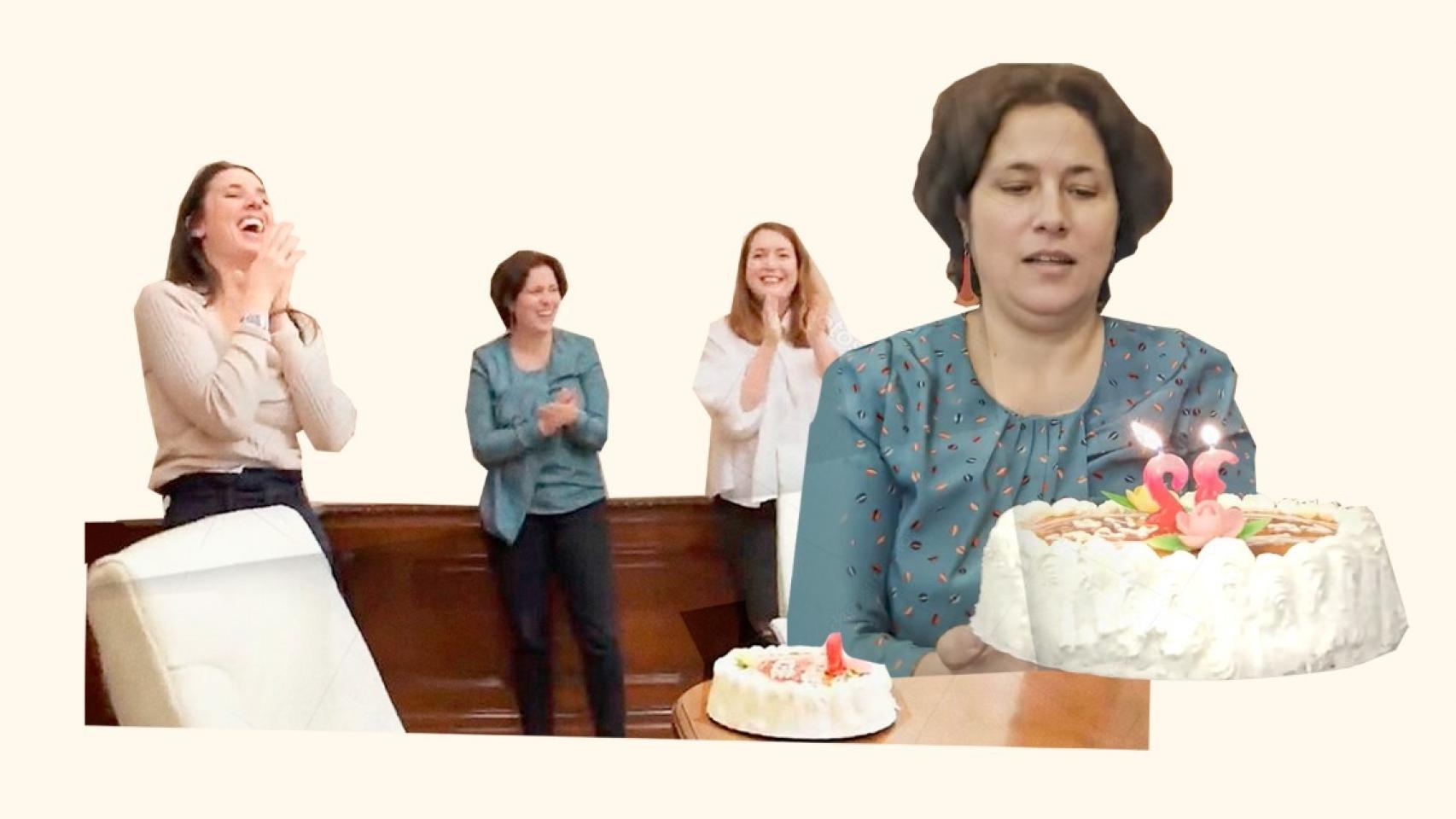 Amanda Meyer, durante la celebración del cumpleaños de Irene Montero en 2020.