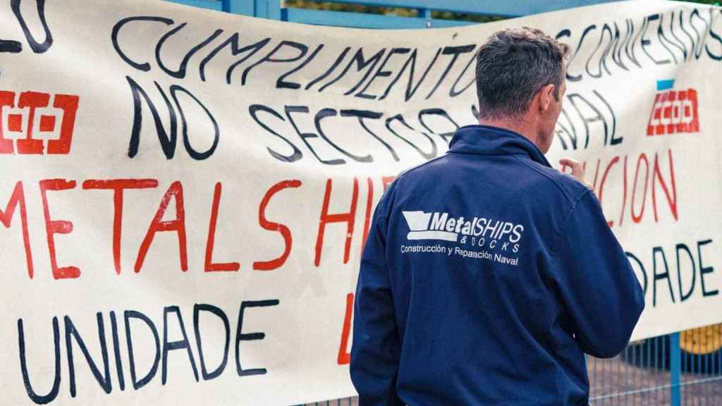 Protesta de trabajadores del astillero vigués Metalships.