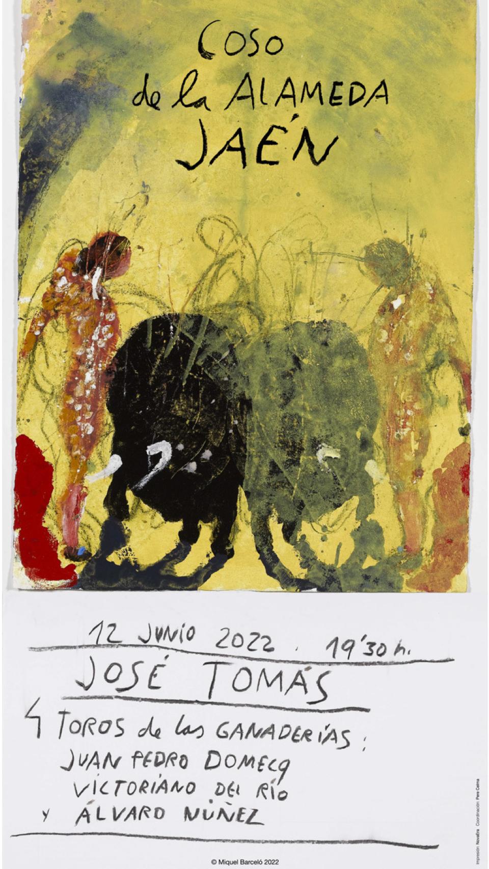 El cartel, de Miquel Barceló, que llama a filas a los devotos de José Tomás.