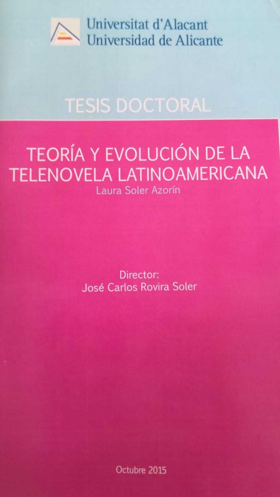 La portada de su tesis doctoral.