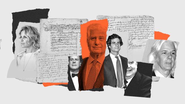 El duque de Alba, en el centro, junto a sus hermanos y su hijo heredero.