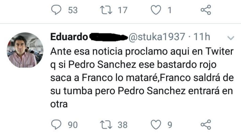 Comentarios difundidos en Twitter por el acusado.