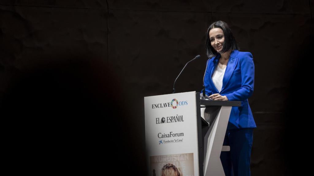 Cruz Sánchez de Lara, vicepresidenta de EL ESPAÑOL, durante la presentación de 'Otra idea del mundo' de Bernard-Henri Lévy