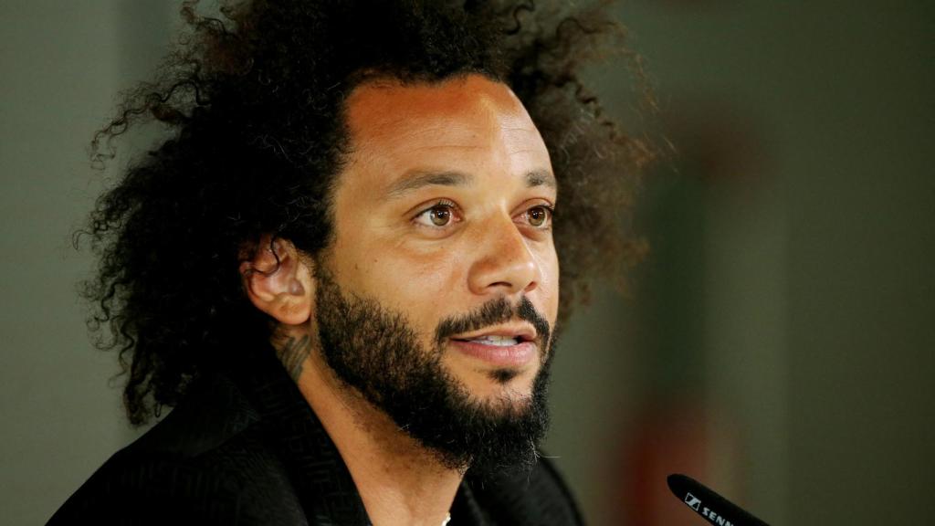 Marcelo Vieira, en la rueda de prensa de su despedida del Real Madrid