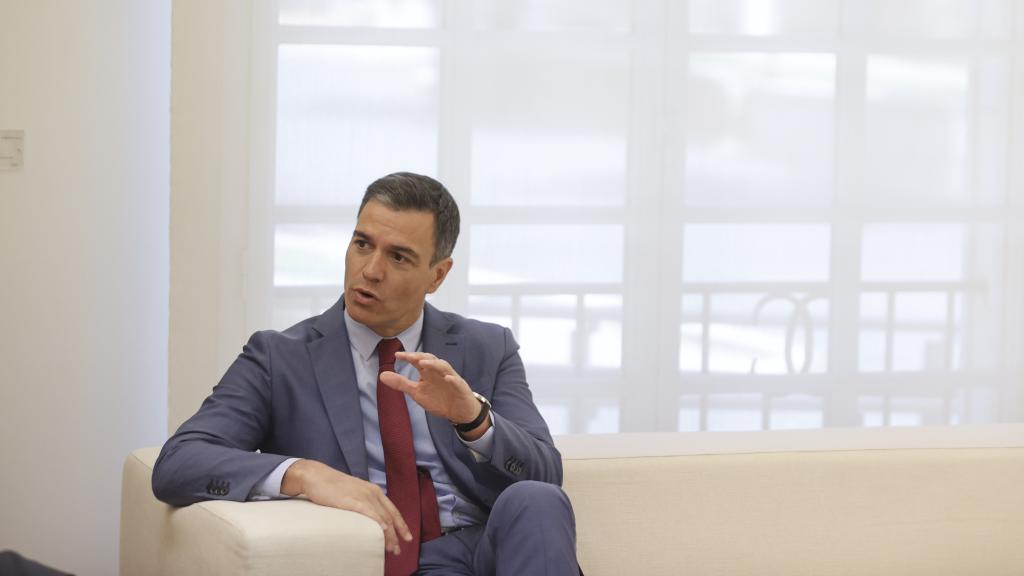El presidente Pedro Sánchez,  en el Palacio de La Moncloa, este lunes en Madrid.