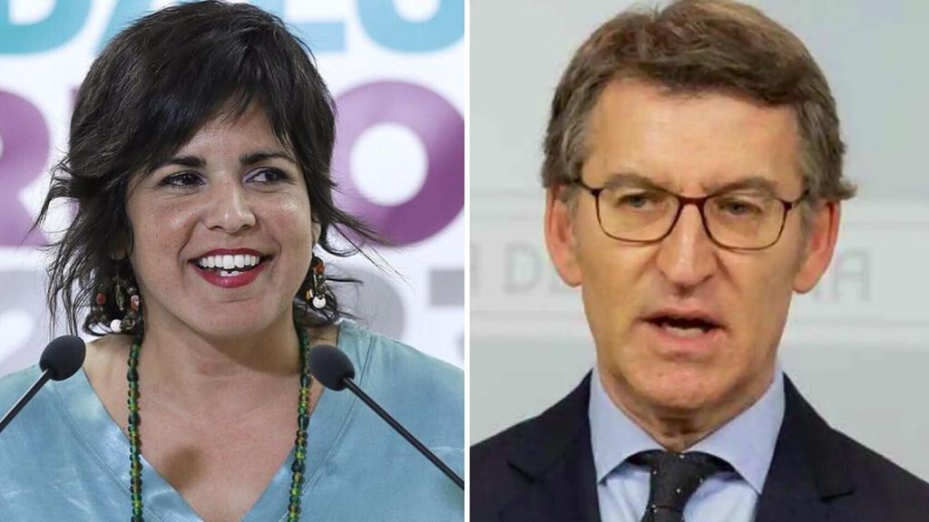 Teresa Rodríguez y Alberto Núñez Feijóo en un fotomontaje.