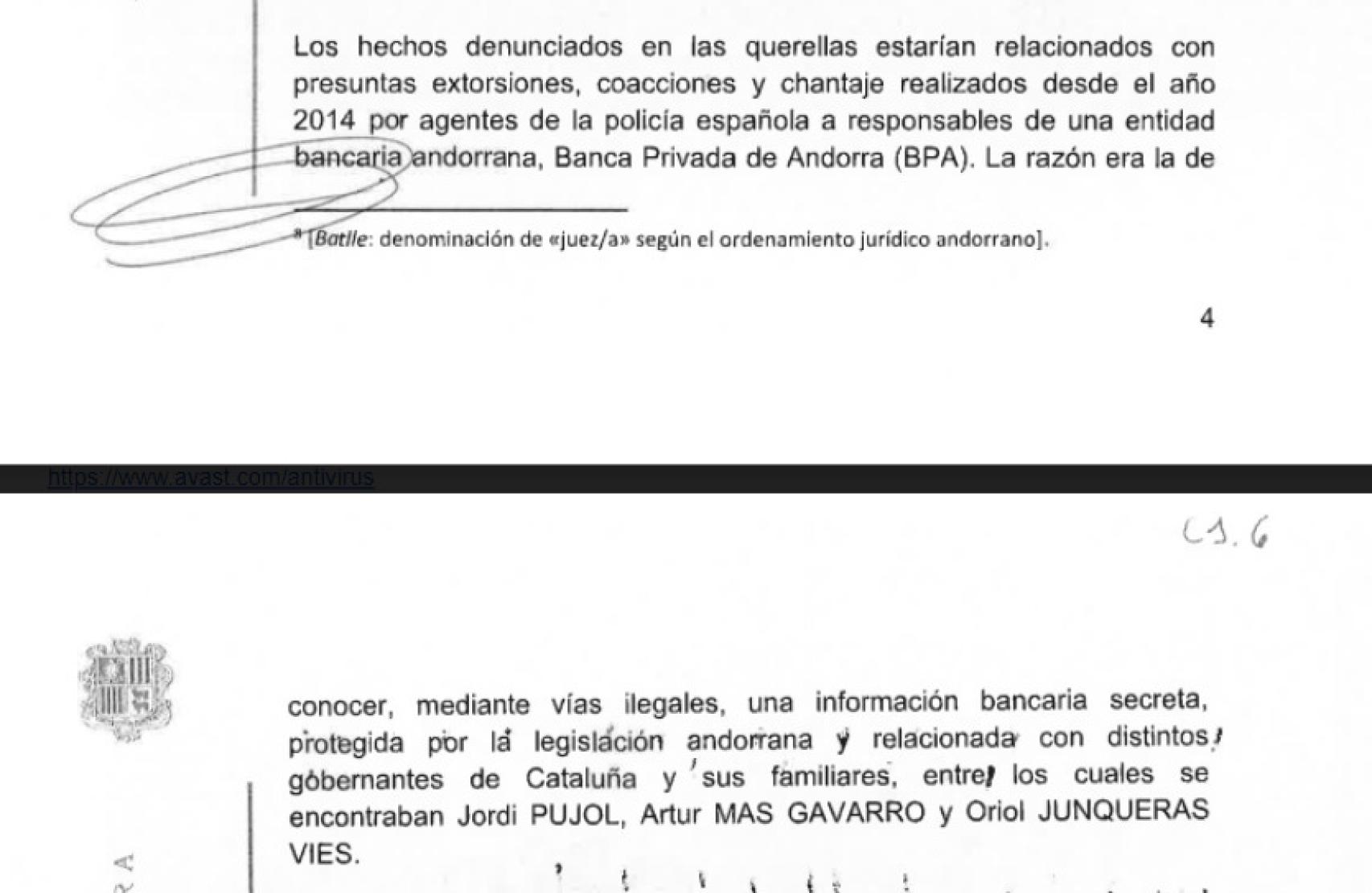 La resolución de la juez andorrana.