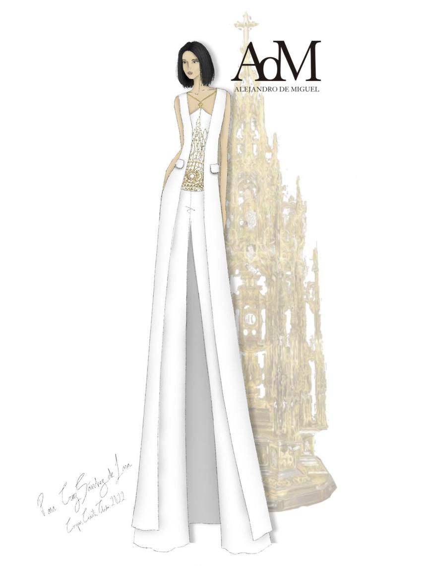 Modelo de Alejandro de Miguel para Cruz Sánchez de Lara con motivo del Corpus Christi en Toledo.