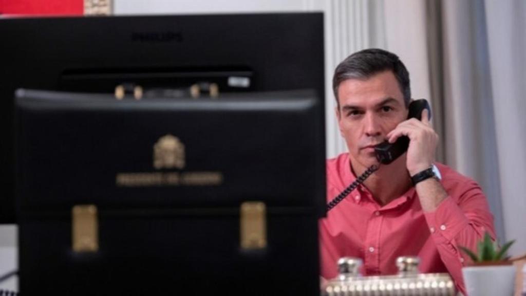 Pedro Sánchez, presidente del Gobierno, durante una ronda de conversaciones sobre Ucrania.